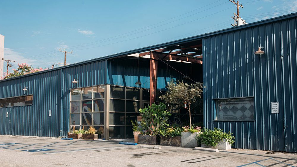 A ware house with green plants